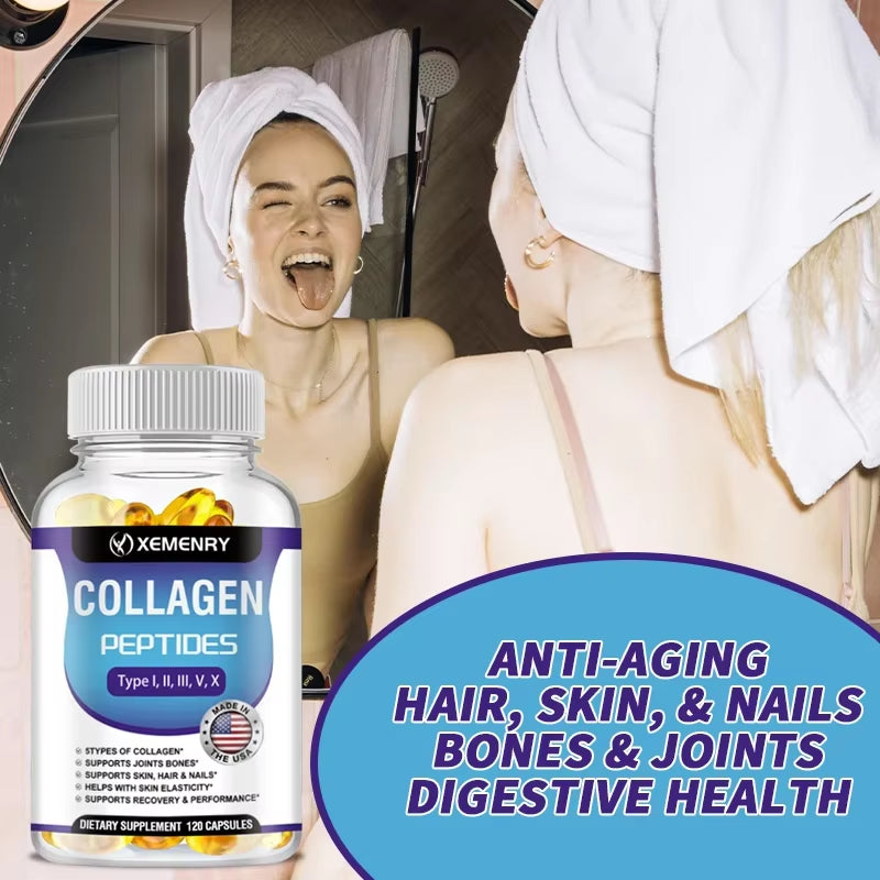 Collagen Peptides Capsules - Hair, Skin, Nails, Bones, Joint Health Support