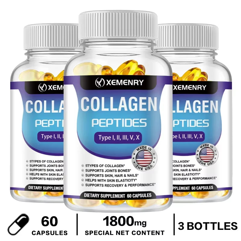 Collagen Peptides Capsules - Hair, Skin, Nails, Bones, Joint Health Support