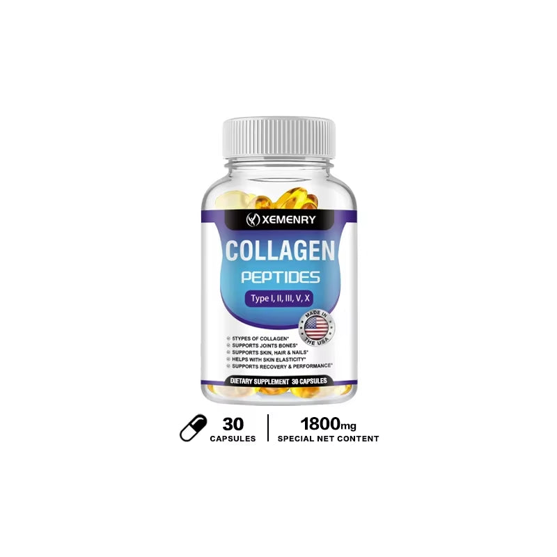 Collagen Peptides Capsules - Hair, Skin, Nails, Bones, Joint Health Support
