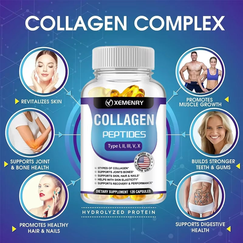 Collagen Peptides Capsules - Hair, Skin, Nails, Bones, Joint Health Support