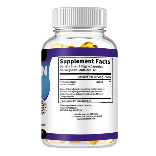 Collagen Peptides Capsules - Hair, Skin, Nails, Bones, Joint Health Support