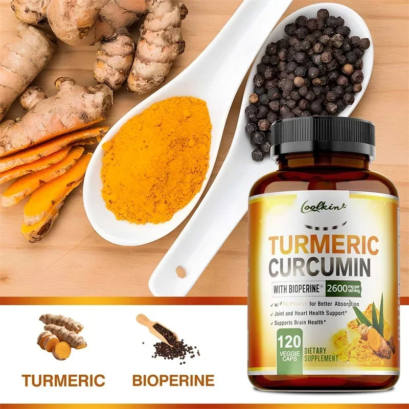 Turmeric Curcumin Capsules, Contains 95% Curcumin, Energy Supplement, Support Bone, Joint Health, Anti-Inflammatory, Antioxidant