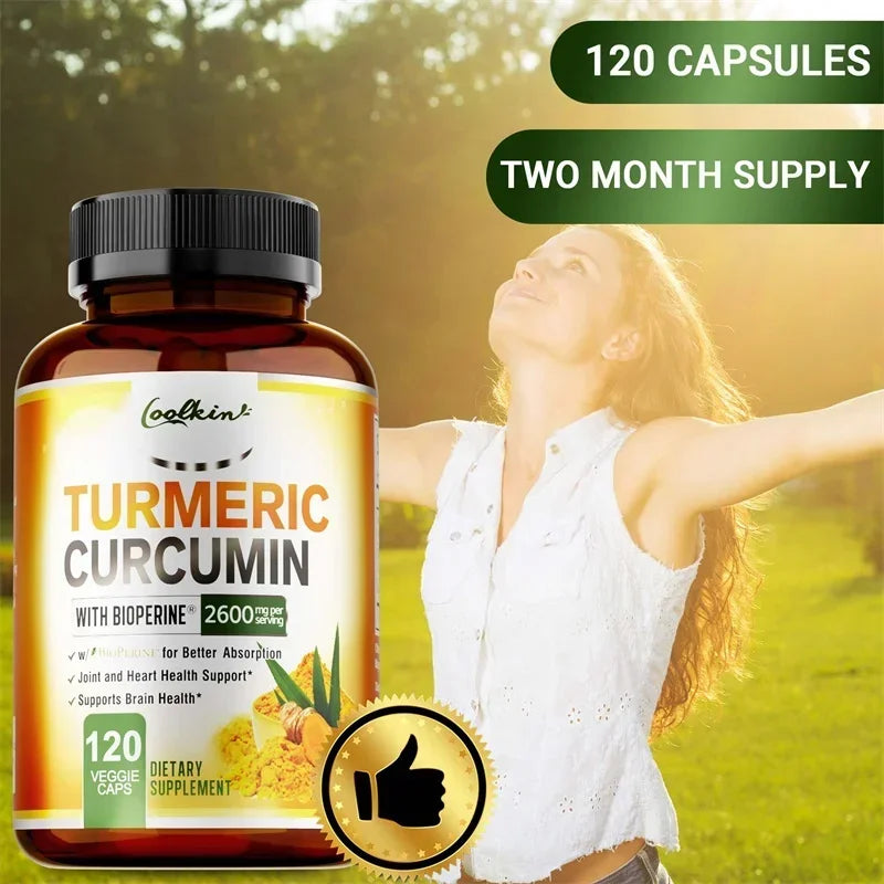 Turmeric Curcumin Capsules, Contains 95% Curcumin, Energy Supplement, Support Bone, Joint Health, Anti-Inflammatory, Antioxidant