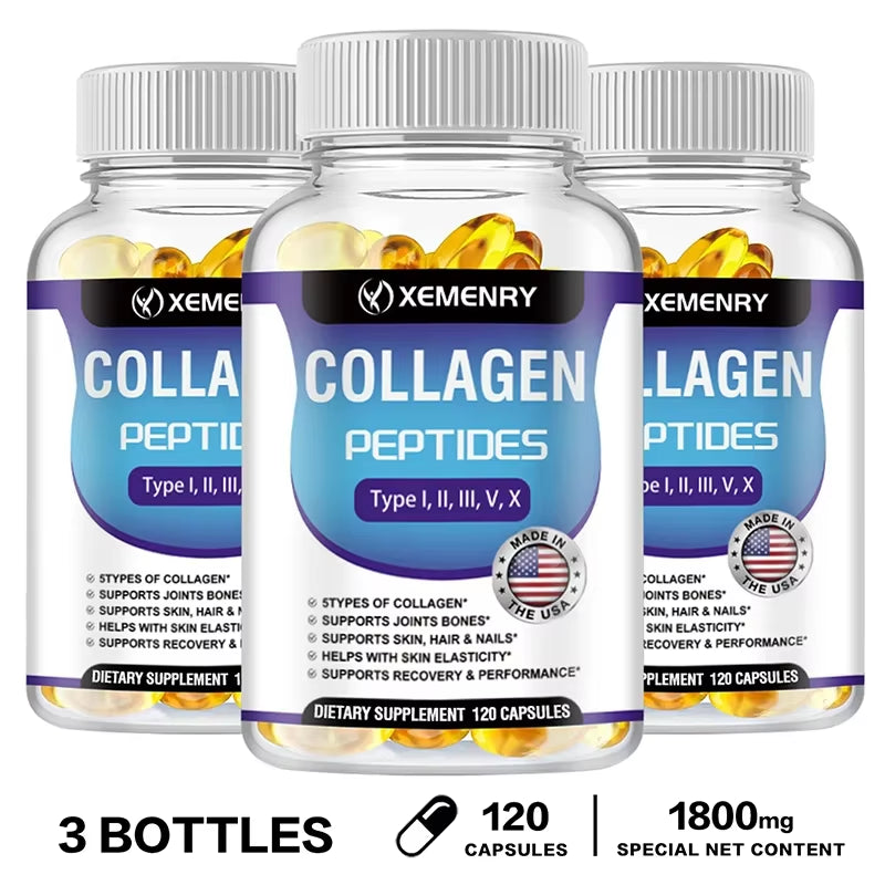 Collagen Peptides Capsules - Hair, Skin, Nails, Bones, Joint Health Support