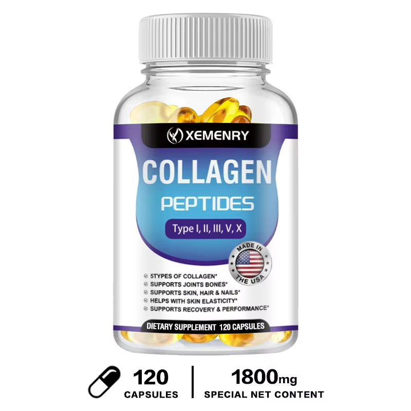 Collagen Peptides Capsules - Hair, Skin, Nails, Bones, Joint Health Support